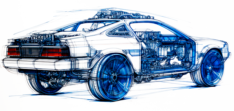 view 3d car sketch style
